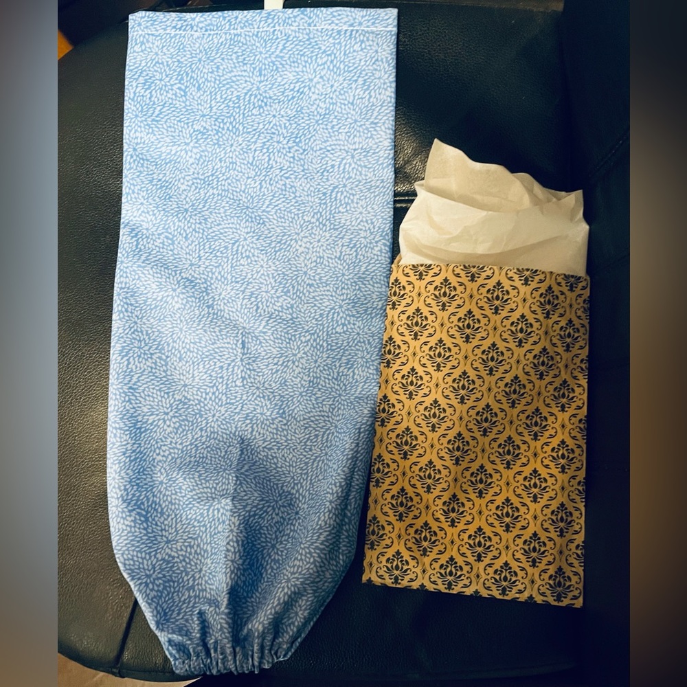 New! Handmade Blue Floral Bag Holder with Tissue and Gift Bag - Gifting Ready!